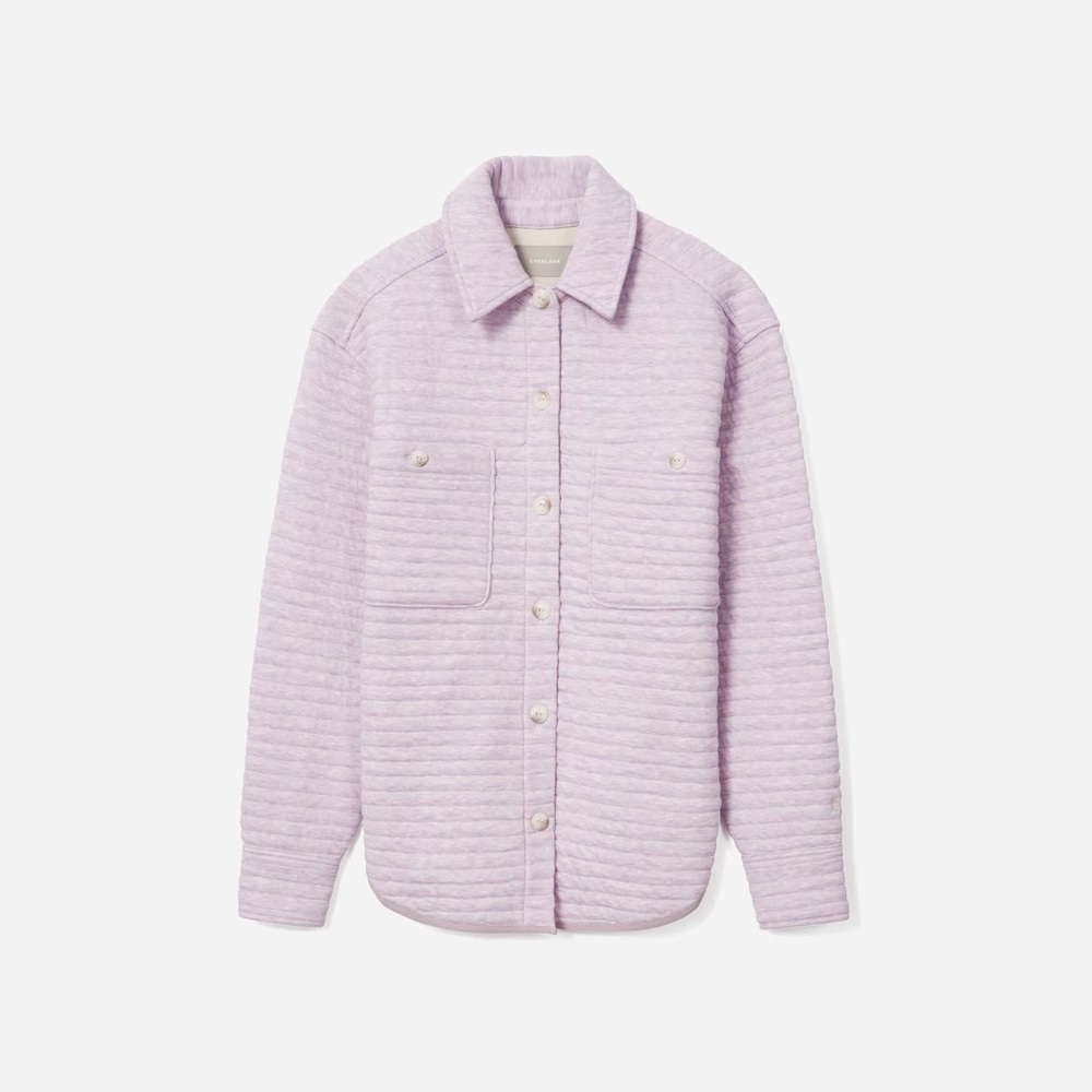Everlane Cotton Quilted Shirt Jacket Heathered Lavender